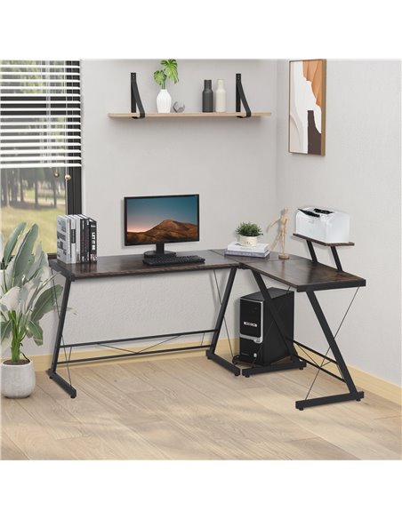 HOMCOM L Shaped  Computer PC Desk with Storage Shelf, CPU Stand, Wood Grain - pic 20277 | FastDaddyshop