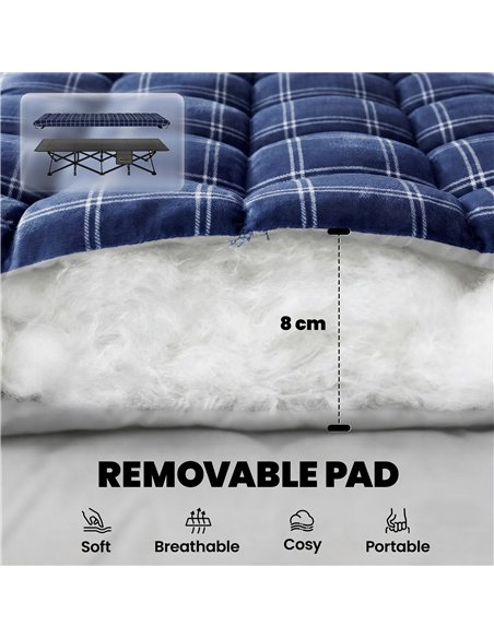Outsunny Camping Cot with Soft Pad, 80cm Extra Wide Folding Cots with Side Pocket and Carry Bag, Blue - pic 202773 | FastDaddyshop