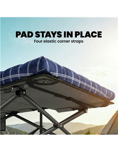 Outsunny Camping Cot with Soft Pad, 80cm Extra Wide Folding Cots with Side Pocket and Carry Bag, Blue