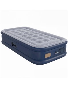 Outsunny Inflatable Mattress, Single Air Bed with Built-in Electric Pump, 3 Mins Inflation, Flocked Surface, Grey