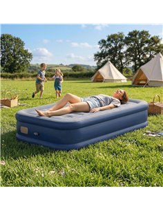 Outsunny Inflatable Mattress, Single Air Bed with Built-in Electric Pump, 3 Mins Inflation, Flocked Surface, Grey 2