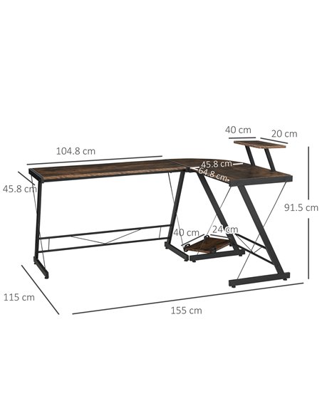HOMCOM L Shaped  Computer PC Desk with Storage Shelf, CPU Stand, Wood Grain - pic 20278 | FastDaddyshop