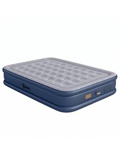 Outsunny Inflatable Mattress, Double Air Bed with Built-in Electric Pump, 3 Mins Inflation, Flocked Surface, Grey
