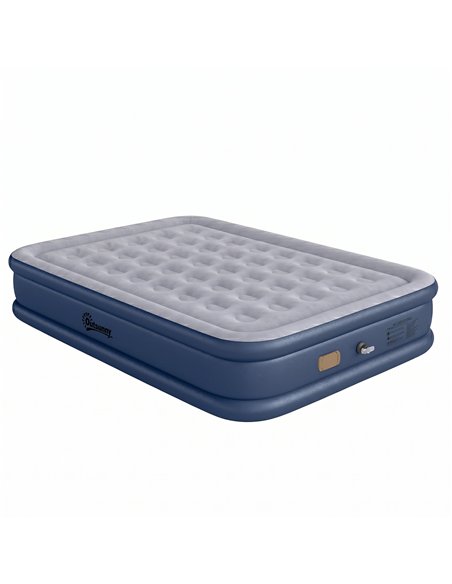 Outsunny Inflatable Mattress, Double Air Bed with Built-in Electric Pump, 3 Mins Inflation, Flocked Surface, Grey - pic 202787 | FastDaddyshop