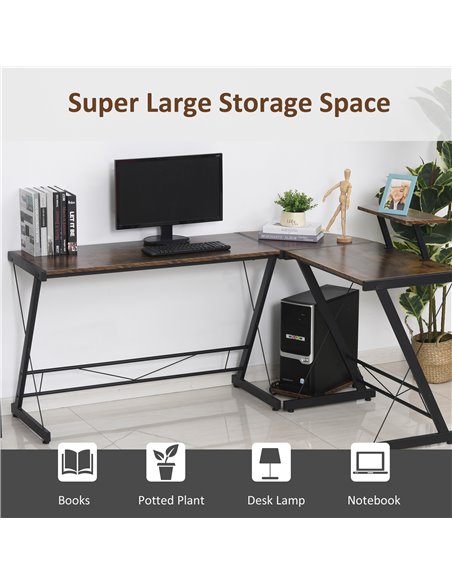HOMCOM L Shaped  Computer PC Desk with Storage Shelf, CPU Stand, Wood Grain - pic 20279 | FastDaddyshop