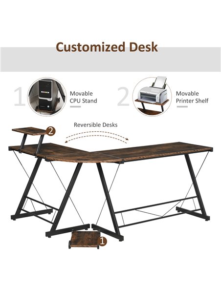 HOMCOM L Shaped  Computer PC Desk with Storage Shelf, CPU Stand, Wood Grain - pic 20280 | FastDaddyshop
