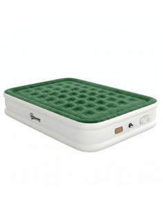 Outsunny Inflatable Mattress, Double Air Bed with Built-in Electric Pump, 3 Mins Inflation, Flocked Surface, Dark Green
