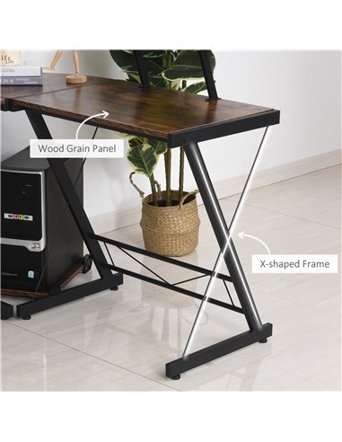 HOMCOM L Shaped  Computer PC Desk with Storage Shelf, CPU Stand, Wood Grain