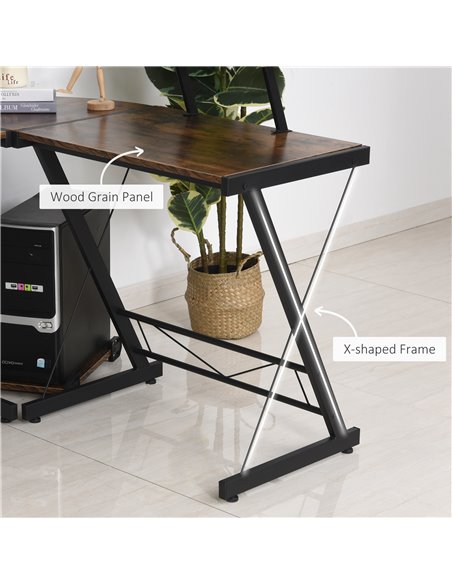 HOMCOM L Shaped  Computer PC Desk with Storage Shelf, CPU Stand, Wood Grain - pic 20281 | FastDaddyshop