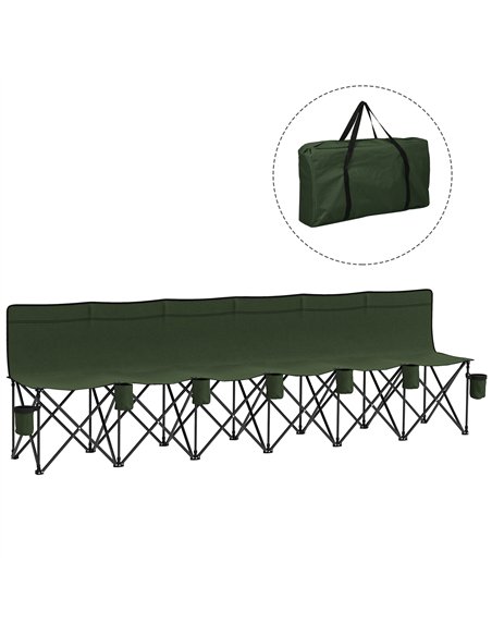 Outsunny 6 Seater Folding Camping Chair with Cup Holder & Carry Bag - Green - pic 202823 | FastDaddyshop