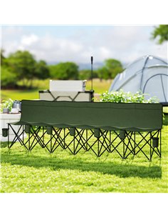Outsunny 6 Seater Folding Camping Chair with Cup Holder & Carry Bag - Green 2