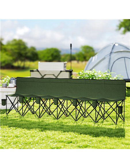 Outsunny 6 Seater Folding Camping Chair with Cup Holder & Carry Bag - Green - pic 202824 | FastDaddyshop