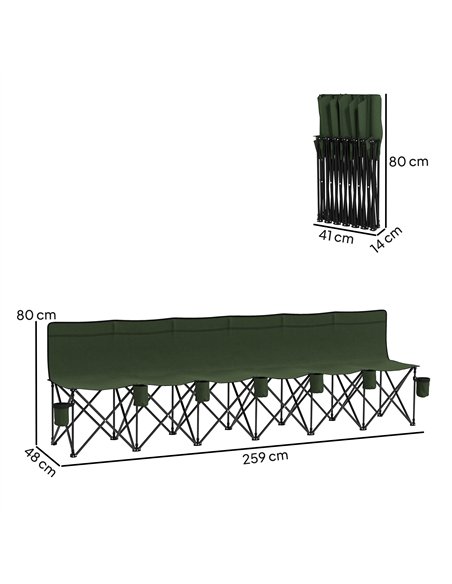 Outsunny 6 Seater Folding Camping Chair with Cup Holder & Carry Bag - Green - pic 202825 | FastDaddyshop