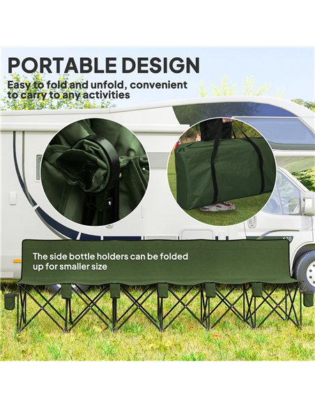Outsunny 6 Seater Folding Camping Chair with Cup Holder & Carry Bag - Green - pic 202826 | FastDaddyshop