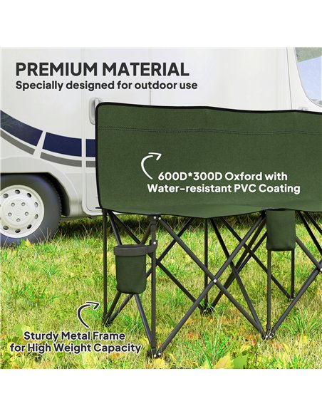 Outsunny 6 Seater Folding Camping Chair with Cup Holder & Carry Bag - Green - pic 202828 | FastDaddyshop