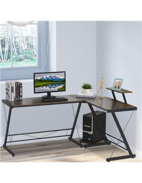 HOMCOM L Shaped  Computer PC Desk with Storage Shelf, CPU Stand, Wood Grain - pic 20283 | FastDaddyshop