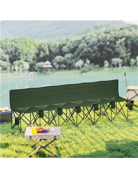 Outsunny 6 Seater Folding Camping Chair with Cup Holder & Carry Bag - Green - pic 202830 | FastDaddyshop