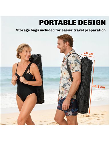 Outsunny Set of 2 Reclining Folding Camping Chair w/ Detachable Footrest, Storage Bag, Cup Holder & Headrest, Blue and Grey