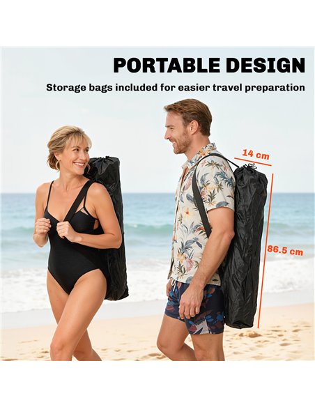 Outsunny Set of 2 Reclining Folding Camping Chair w/ Detachable Footrest, Storage Bag, Cup Holder & Headrest, Blue and Grey - pic 202837 | FastDaddyshop