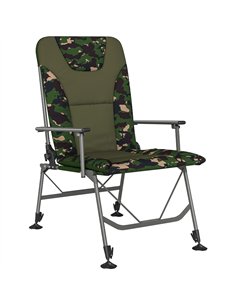 Outsunny Camping Chair Padded Reclining Folding Chair with Wide Armrests for Adults Camouflage