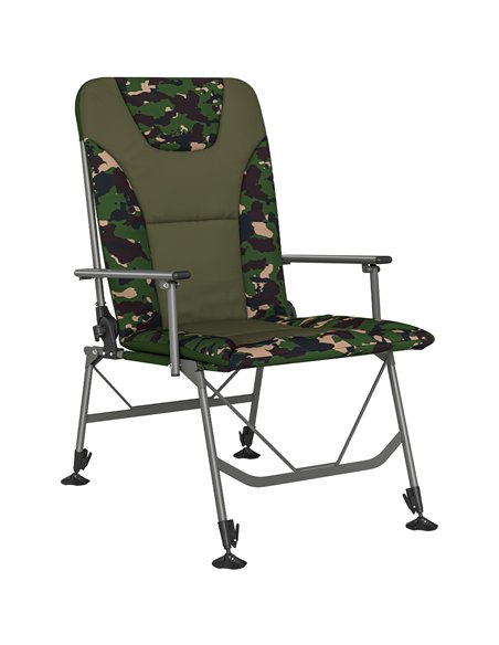 Outsunny Camping Chair Padded Reclining Folding Chair with Wide Armrests for Adults Camouflage - pic 202841 | FastDaddyshop