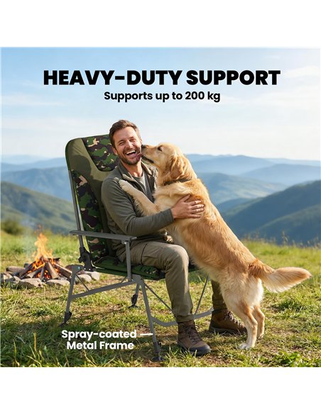 Outsunny Camping Chair Padded Reclining Folding Chair with Wide Armrests for Adults Camouflage - pic 202844 | FastDaddyshop
