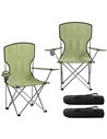 Outsunny Camping Chair Set of 2 Portable Folding Outdoor Camp Chair with Cup Holders and Carry Bag Green