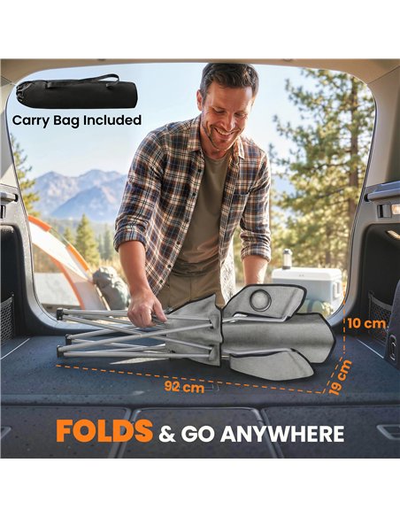 Outsunny Camping Chair Set of 2 Portable Folding Outdoor Camp Chair with Cup Holders and Carry Bag Grey - pic 202883 | FastDaddyshop