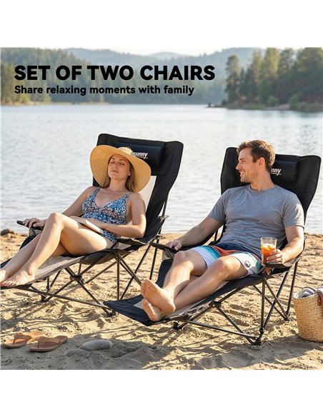Outsunny Camping Chair Reclining Portable Camp Chair with Detachable Footrest Cup Holder Black - pic 202889 | FastDaddyshop