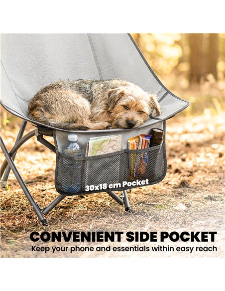 Outsunny Camping Chair for Adults Heavy Duty Folding Camp Chair with Side Pocket and Carry Bag Light Grey - pic 202910 | FastDaddyshop