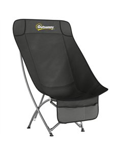 Outsunny Camping Chair for Adults Heavy Duty Folding Camp Chair with Side Pocket and Carry Bag Black
