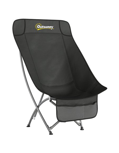 Outsunny Camping Chair for Adults Heavy Duty Folding Camp Chair with Side Pocket and Carry Bag Black - pic 202931 | FastDaddyshop