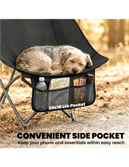 Outsunny Camping Chair for Adults Heavy Duty Folding Camp Chair with Side Pocket and Carry Bag Black - pic 202937 | FastDaddyshop