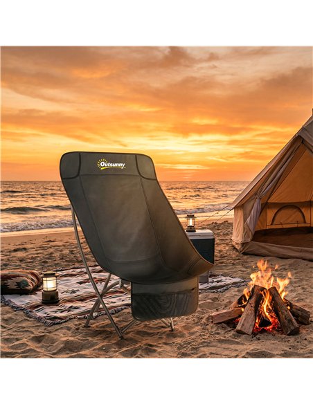 Outsunny Camping Chair for Adults Heavy Duty Folding Camp Chair with Side Pocket and Carry Bag Black - pic 202939 | FastDaddyshop