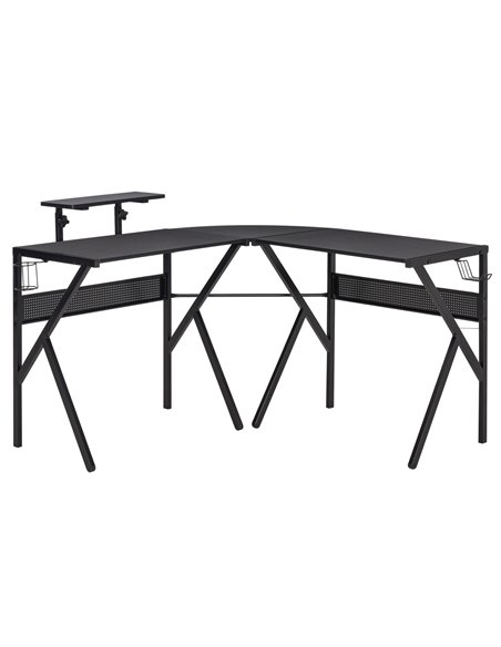 HOMCOM L-Shaped Corner Computer Gaming Desk with Adjustable Monitor Stand, Black - pic 20294 | FastDaddyshop