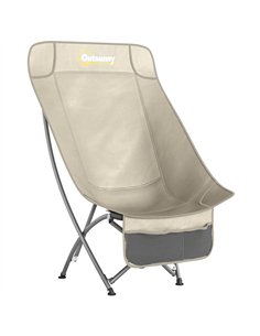 Outsunny Camping Chair for Adults Heavy Duty Folding Camp Chair with Side Pocket and Carry Bag Khaki