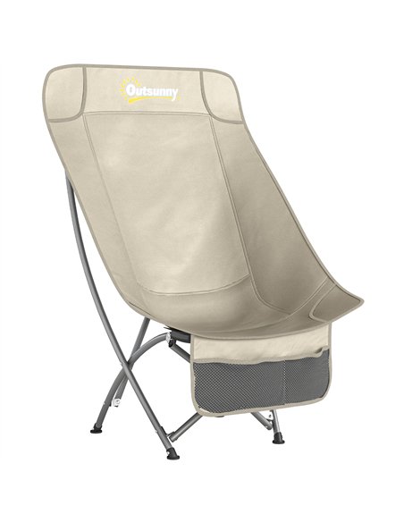 Outsunny Camping Chair for Adults Heavy Duty Folding Camp Chair with Side Pocket and Carry Bag Khaki - pic 202949 | FastDaddyshop