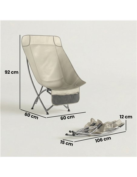 Outsunny Camping Chair for Adults Heavy Duty Folding Camp Chair with Side Pocket and Carry Bag Khaki - pic 202951 | FastDaddyshop