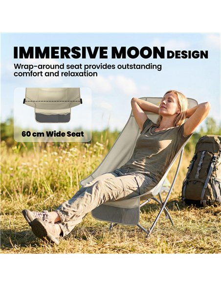 Outsunny Camping Chair for Adults Heavy Duty Folding Camp Chair with Side Pocket and Carry Bag Khaki - pic 202952 | FastDaddyshop