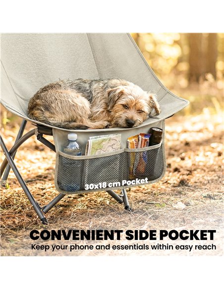 Outsunny Camping Chair for Adults Heavy Duty Folding Camp Chair with Side Pocket and Carry Bag Khaki - pic 202955 | FastDaddyshop