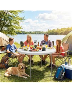 Outsunny 4ft Folding Picnic Table, Camping Table with Non-slip Foot Pads and Metal Frame, 100 kg Load, for Garden, White 2