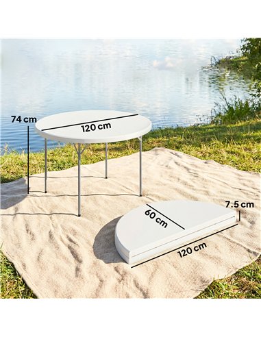 Outsunny 4ft Folding Picnic Table, Camping Table with Non-slip Foot Pads and Metal Frame, 100 kg Load, for Garden, White