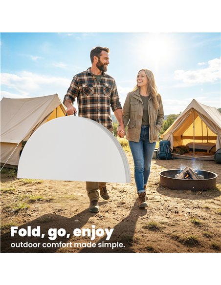 Outsunny 4ft Folding Picnic Table, Camping Table with Non-slip Foot Pads and Metal Frame, 100 kg Load, for Garden, White - pic 202962 | FastDaddyshop