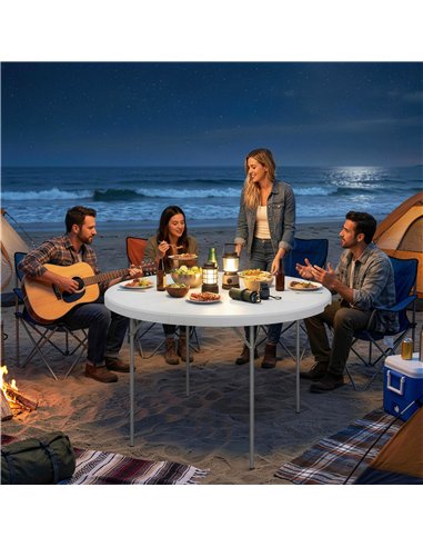 Outsunny 4ft Folding Picnic Table, Camping Table with Non-slip Foot Pads and Metal Frame, 100 kg Load, for Garden, White