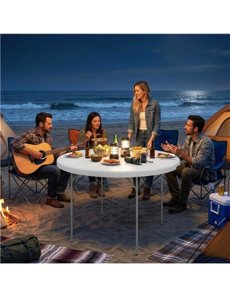 Outsunny 4ft Folding Picnic Table, Camping Table with Non-slip Foot Pads and Metal Frame, 100 kg Load, for Garden, White - pic 202966 | FastDaddyshop