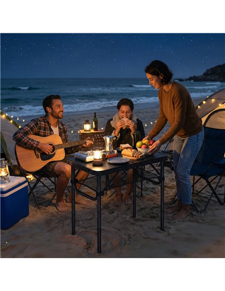 Outsunny 2ft Folding Camping Table, Picnic Table with Mesh Storage Layer, 4 Adjustable Heights and Carrying Handle, Black - pic 202975 | FastDaddyshop