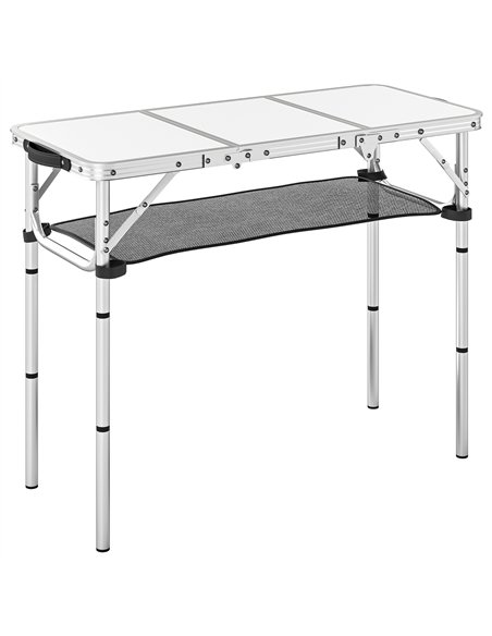 Outsunny 3ft Folding Camping Table, Picnic Table with Mesh Storage Layer, Carrying Bag and Metal Frame, Cream White - pic 202976 | FastDaddyshop