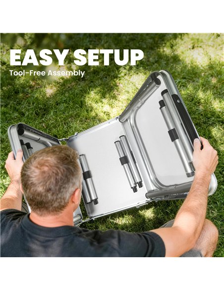 Outsunny 3ft Folding Camping Table, Picnic Table with Mesh Storage Layer, Carrying Bag and Metal Frame, Cream White - pic 202982 | FastDaddyshop