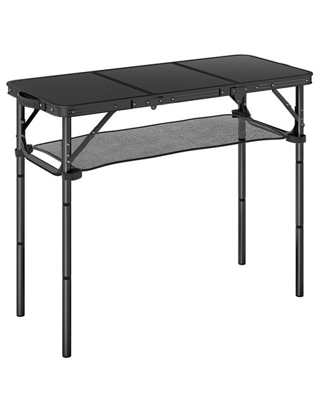 Outsunny 3ft Folding Camping Table, Picnic Table with Mesh Storage Layer, Carrying Bag and Metal Frame, Black - pic 202985 | FastDaddyshop