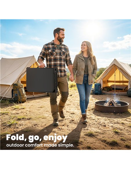 Outsunny 3ft Folding Camping Table, Picnic Table with Mesh Storage Layer, Carrying Bag and Metal Frame, Black - pic 202988 | FastDaddyshop
